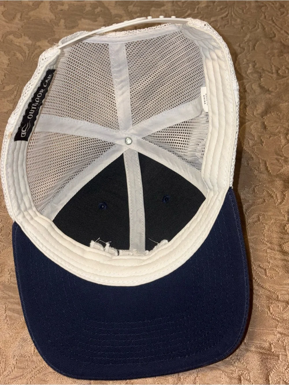 Navy and White Mesh Trucker Cap